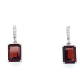 Sterling Silver Earrings with Garnet & White Topaz 1.20CTW